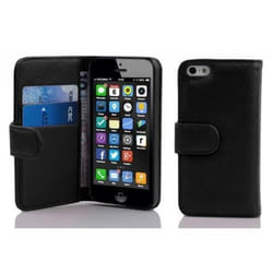 Coque pour Apple iPhone 5C Etui en NOIR DE JAIS Housse Case Cover Protection en similicuir structuré compartiment
