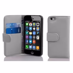 Cadorabo Etui Housse pour > Apple iPhone 5C < Coque Case Cover Bumper Portefeuille (avec fentes pour cartes) en ALBÂTRE BLANC
