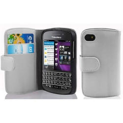 Coque pour Blackberry Q10 Etui en ALBÂTRE BLANC Housse Case Cover Protection en similicuir structuré compartiment