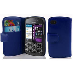 Coque pour Blackberry Q10 Etui en BLEU CÉLESTE Housse Case Cover Protection en similicuir structuré compartiment