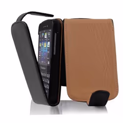 Coque - CADORABO - Blackberry Q10 - Étui Flip Simili Cuir - Noir de Jais - Fermeture Magnétique