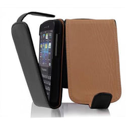 Coque - CADORABO - Blackberry Q10 - Étui Flip Simili Cuir - Noir de Jais - Fermeture Magnétique