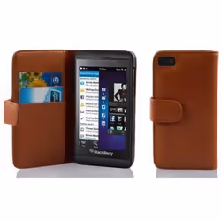 Coque pour Blackberry Z10 Etui en NOISETTE MARRON Housse Case Cover Protection en similicuir structuré compartiment