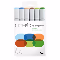 Copic Sketch Earth Essentials, 6 pièce(s), Multicolore, Pointe de ciseau à bois/brosse, Rond, Encre à base d'alcool, Adult/Ch ...