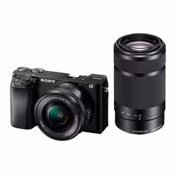 Sony α 6100 + 16-50mm + 55-210mm, 24,2 MP, 6000 x 40000 pixels, CMOS, 4K Ultra HD, Noir