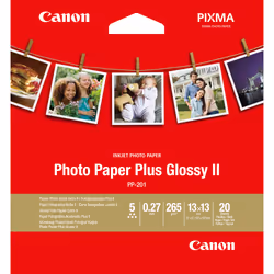 Canon Papier Photo Glacé Extra II PP-201 5 × 5 po (13 × 13 cm) - 20 feuilles, Gloss, 265 g/m², Laser/a jet d'encre, Blanc, 20 ...