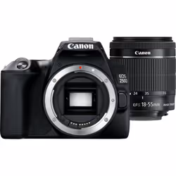 Canon EOS 250D + EF-S 18-55mm f/3.5-5.6 III, 24,1 MP, 6000 x 4000 pixels, CMOS, 4K Ultra HD, Écran tactile, Noir