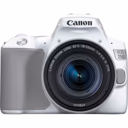 Canon EOS 250D + EF-S 18-55mm f/4-5.6 IS STM, 24,1 MP, 6000 x 4000 pixels, CMOS, 4K Ultra HD, Écran tactile, Blanc