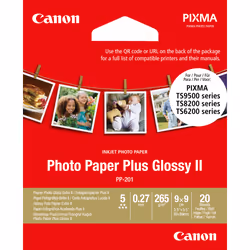 Canon Papier photo glacé Extra II PP-201 8,8 × 8,8 cm - 20 feuilles, Gloss, 265 g/m², Blanc, 20 feuilles, 89 mm, 89 mm