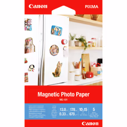 Canon Papier photo magnétique MG-101, 10 × 15 cm, 5 feuilles, 10x15 cm, Blanc, 5 feuilles, PIXMA iP110 wb PIXMA E204 PIXMA G2 ...
