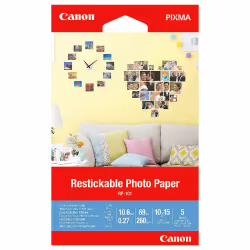 Canon Papier photo autocollant repositionnable RP-101, 10 × 15 cm, 5 feuilles, Mat, Blanc, 5 feuilles, PIXMA G1510 PIXMA G250 ...