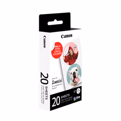 Canon Pack d'autocollants ronds prédécoupés 33 mm ZINK™, 20 feuilles, 33x33 cm, 20 feuilles, Zoemini Mini, Zoemini S, Boîte