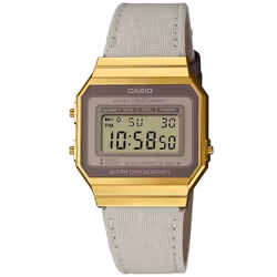 Montre Mixte CASIO A700WEGL-7AEF - Quartz - Digital - Bracelet Tissu Gris