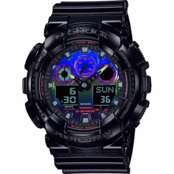 Montre Casio - Hommes - GA-100RGB-1AER - Etanche 20 Atm - Bracelet en Plastique Noir