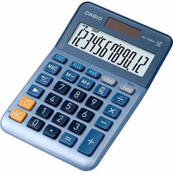 Casio MS-120EM, Bureau, Calculatrice à écran, 12 chiffres, Affichage inclinable, Batterie/Solaire, Bleu