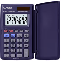 Casio HS-8VER, Poche, Calculatrice basique, 8 chiffres, 2 lignes, Batterie/Solaire, Bleu