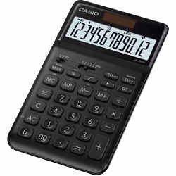 Casio JW-200SC-BK, Bureau, Calculatrice basique, 12 chiffres, Affichage inclinable, Batterie/Solaire, Noir