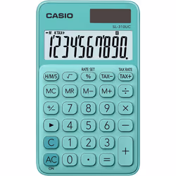 Casio SL-310UC-GN, Poche, Calculatrice basique, 10 chiffres, 1 lignes, Batterie/Solaire, Vert