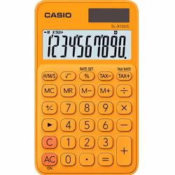 Casio SL-310UC-RG, Poche, Calculatrice basique, 10 chiffres, 1 lignes, Batterie/Solaire, Orange