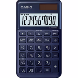 Casio SL-1000SC-NY, Poche, Calculatrice basique, 10 chiffres, 1 lignes, Batterie/Solaire, Bleu