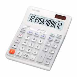 Casio DE-12E-WE, Bureau, Calculatrice basique, 12 chiffres, Batterie/Solaire, Blanc