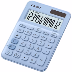 Casio MS-20UC-LB, Bureau, Calculatrice basique, 12 chiffres, 1 lignes, Batterie/Solaire, Bleu