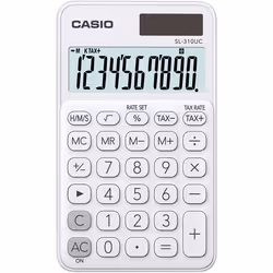 Casio SL-310UC-WE, Poche, Calculatrice basique, 10 chiffres, 1 lignes, Batterie/Solaire, Blanc