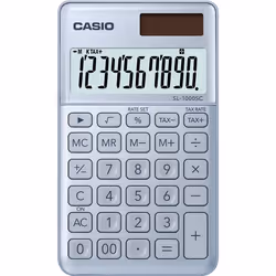 Casio SL-1000SC-BU, Poche, Calculatrice basique, 10 chiffres, 1 lignes, Batterie/Solaire, Noir