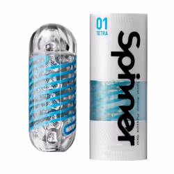 Tenga Spinner Tetra 01 Masturbateur de poche Bleu, Transparent Élastomère
