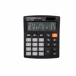 Citizen SDC-812NR, Bureau, Calculatrice basique, 12 chiffres, 1 lignes, Batterie/Solaire, Noir