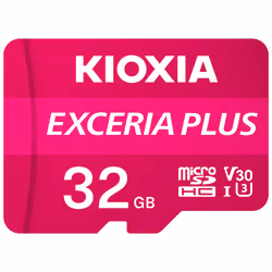 Kioxia Exceria Plus, 32 Go, MicroSDHC, Classe 10, UHS-I, 98 Mo/s, 65 Mo/s
