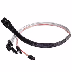 Silverstone CPS03, 0,5 m, SFF-8087 36pin, SATA 7 pin*4, Mâle/Mâle, Noir