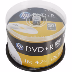 HP DRE00026, DVD+R, 120 mm, Boîte à gâteaux, 50 pièce(s), 4,7 Go