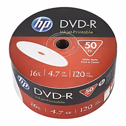 HP DME00070WIP, DVD+R, 120 mm, Boîte à gâteaux, 50 pièce(s), 4,7 Go