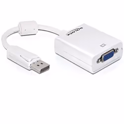 DeLOCK 61766, 0,125 m, VGA (D-Sub), DisplayPort, Mâle, Femelle, Blanc