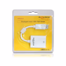 DeLOCK 61766 câble vidéo et adaptateur 0,125 m VGA (D-Sub) DisplayPort Blanc