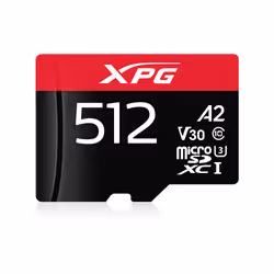 XPG AUSDX512GUI3XPGA2-R, 512 Go, MicroSDXC, Classe 10, UHS-I, 100 Mo/s, 85 Mo/s
