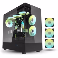 Boîtier PC Moyen Tour - AIGO - DPX90 - Verre Trempé - 3 Ventilateurs ARGB - USB Type-C