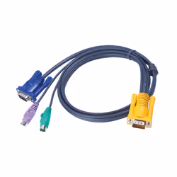 ATEN Câble KVM 1,8m PS/2 avec SPHD 3 en 1, 1,8 m, PS/2, PS/2, VGA, Noir, HDB-15 + 2 x PS/2
