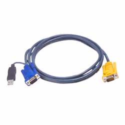 ATEN Câble KVM USB 6m avec SPHD 3 en 1 et convertisseur PS/2 vers USB intégré, 6 m, VGA, Noir, HDB-15 + USB A, SPHD-15, Mâle