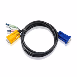 ATEN 2L5203A, 3 m, Noir, 2x3.5mm, HDB-15, SPHD-15, Mâle/Femelle