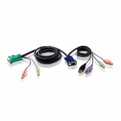 ATEN USB KVM Cable, 3 m, Noir, Mâle/Mâle, 1x 15-pin HDB M 2x USB-A M 2x 3.5mm