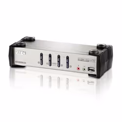 ATEN Commutateur KVMP™ VGA/audio PS/2-USB 4 ports avec OSD, 2048 x 1536 pixels, QXGA, 1,02 W, Noir, Métallique