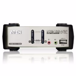 ATEN Commutateur KVMP™ VGA/audio PS/2-USB 2 ports avec OSD, 2048 x 1536 pixels, QXGA, 2,5 W, Noir, Métallique