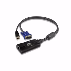 ATEN Adaptateur KVM VGA USB, PS/2, PS/2, VGA, Noir, Bleu, Métallique, RJ-45, 1 x RJ-45