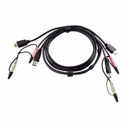 ATEN Câble KVM HDMI USB 1,8m avec audio, 1,8 m, HDMI, Noir, HDMI, USB A, 2 x 3.5mm, HDMI, USB B, 2 x 3.5mm, Mâle