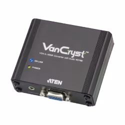 ATEN Convertisseur VGA/audio vers HDMI, Noir, Métal, 1920 x 1080 pixels, 1920 x 1080 pixels, 1080p, 16:9
