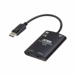 ATEN Hub MST DisplayPort True 4K à 2 ports, DisplayPort, 2x DisplayPort, 3840 x 2160 pixels, Noir, Aluminium, 4K Ultra HD