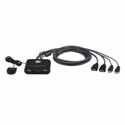 ATEN Commutateur KVM câblé FHD HDMI à 2 ports, 1920 x 1200 pixels, Full HD, 1,518 W, Noir