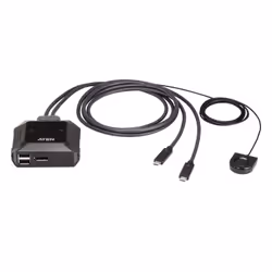 ATEN Commutateur KVM DisplayPort 4K 2 ports USB-C avec sélecteur de port à distance, 4096 x 2160 pixels, 4K DCI, 0,74 W, Noir